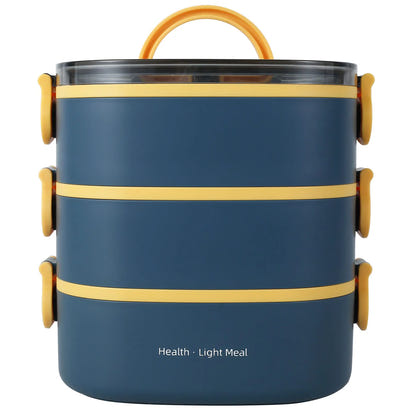 2000ML Portable 3 Layer Lunch Box - Leakproof Microwavable Food Container