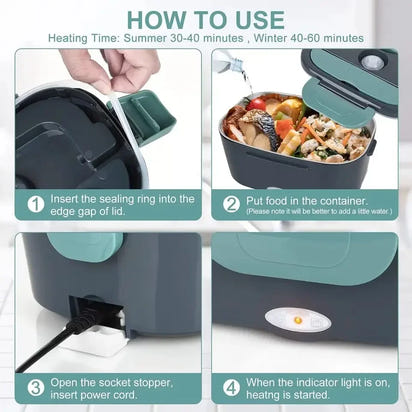 Electric Lunch Box Food Heater 3-In-1 Portable Food Warmer Lunch Box for Car & Home